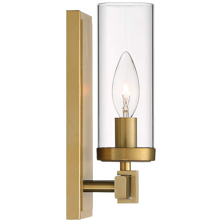 Image 6 Stiffel Aron 10 3/4" High Brass w/Glass Shade Wall Sconce more views
