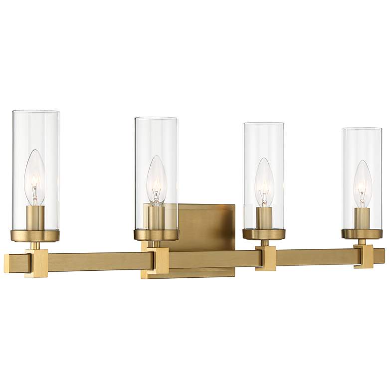 Image 5 Stiffel Aron 29 3/4 inch Wide Brass 4-Light Bath Light more views