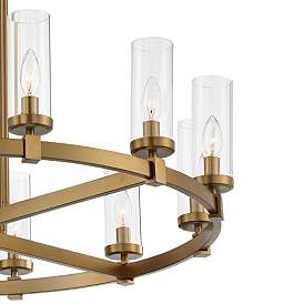 Image4 of Stiffel Aron 36" Wide Brass 12-Light Wagon Wheel Chandelier more views