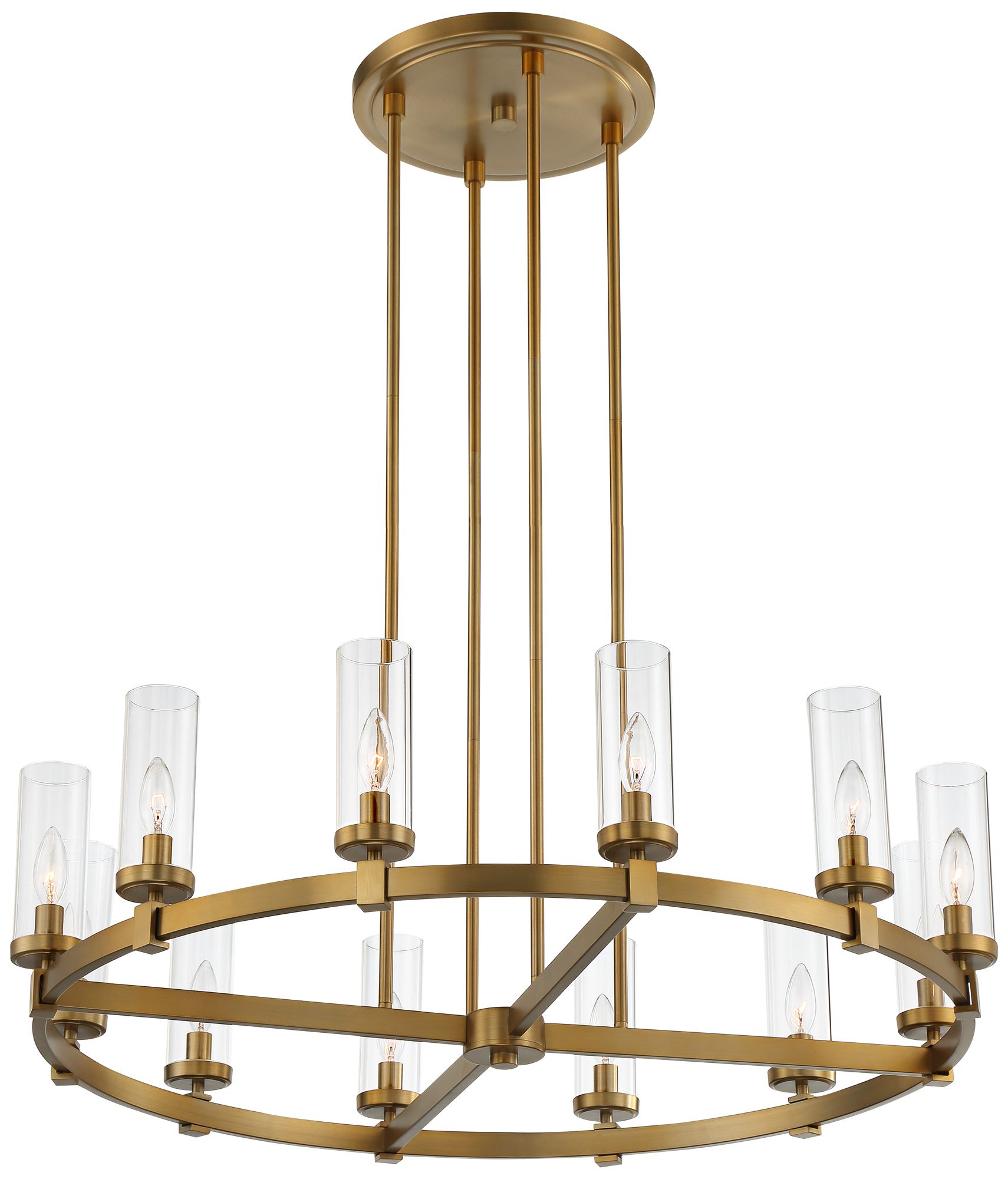 Watch A Video About the Stiffel Aron Brass 12 Light Wagon Wheel Chandelier