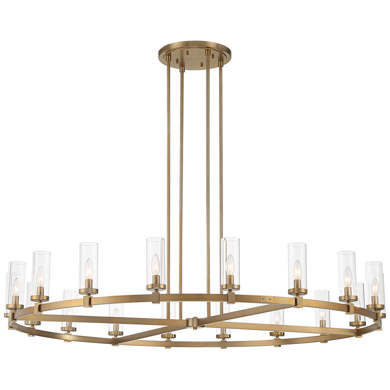 Image 2 Stiffel Aron 60" Wide 18-Light Modern Brass Finish Ring Chandelier