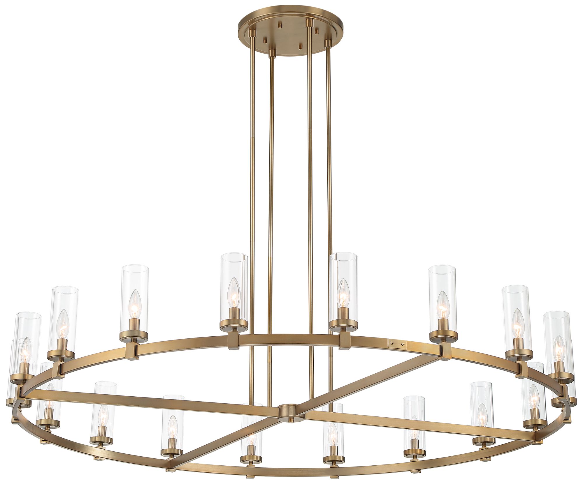 Watch A Video About the Stiffel Aron Brass 18 Light Wagon Wheel Chandelier