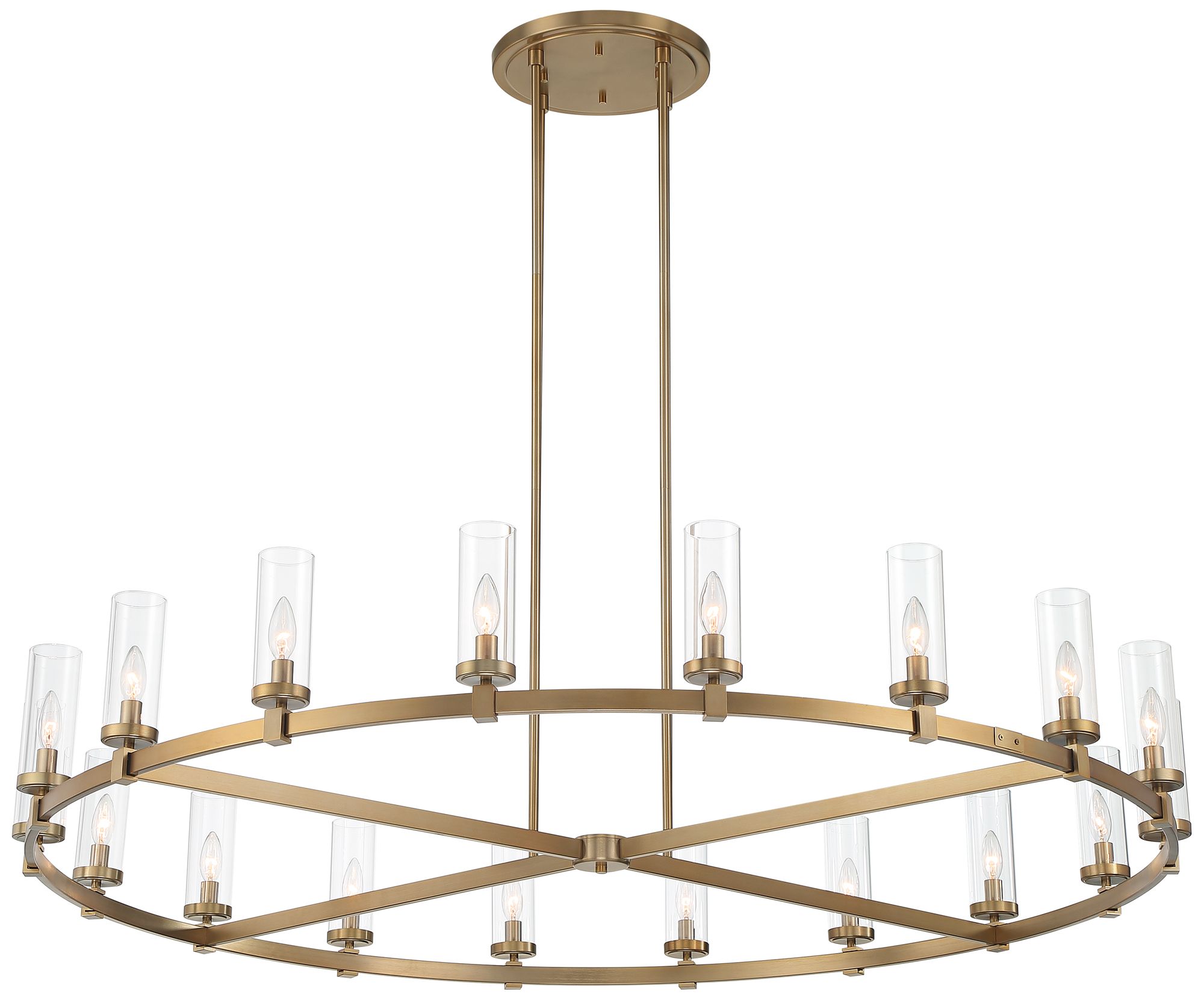 Watch A Video About the Stiffel Aron Brass 18 Light Wagon Wheel Chandelier