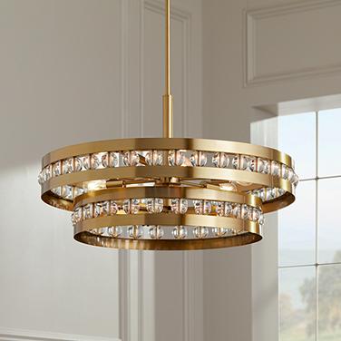 5 Light 24 Antique Brass Luxury Tier Crystal Chandelier