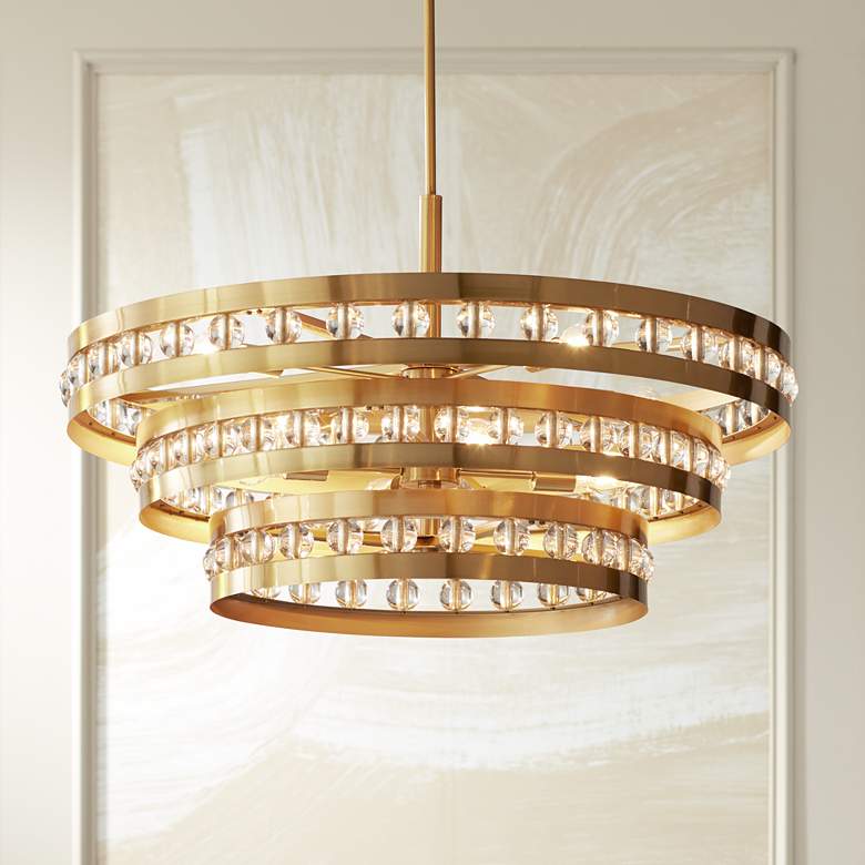 Image 2 Stiffel Artyom 40" Wide Warm Gold 8-Light Crystal Ring Pendant