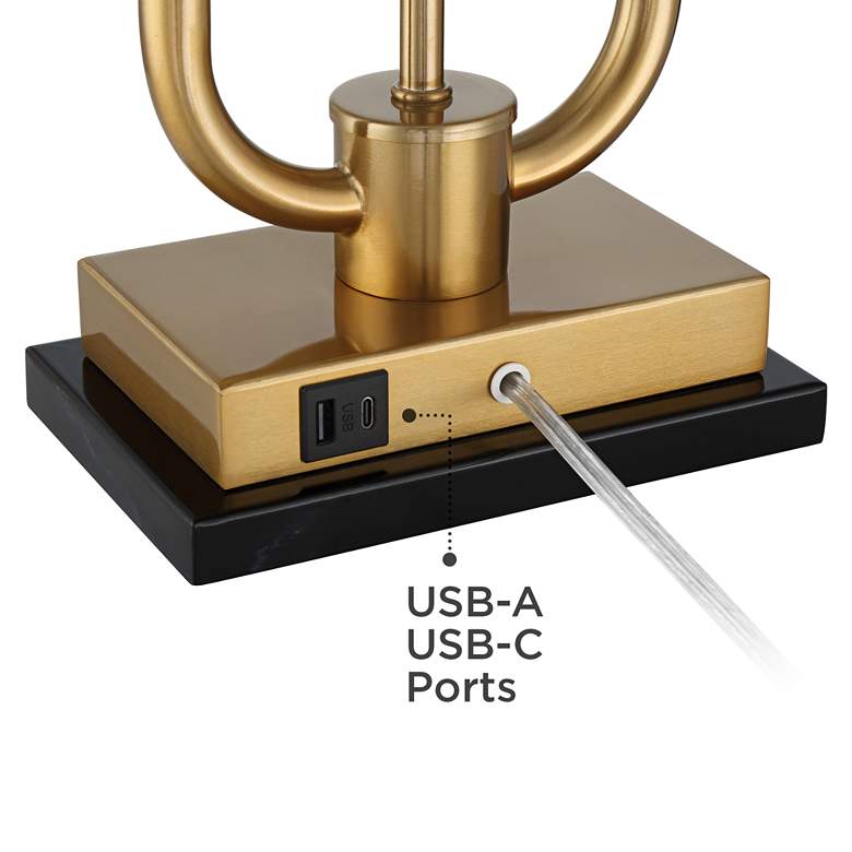 Image 4 Stiffel Barclay 28" Traditional Black Gold Lamp with Dual USB Ports more views