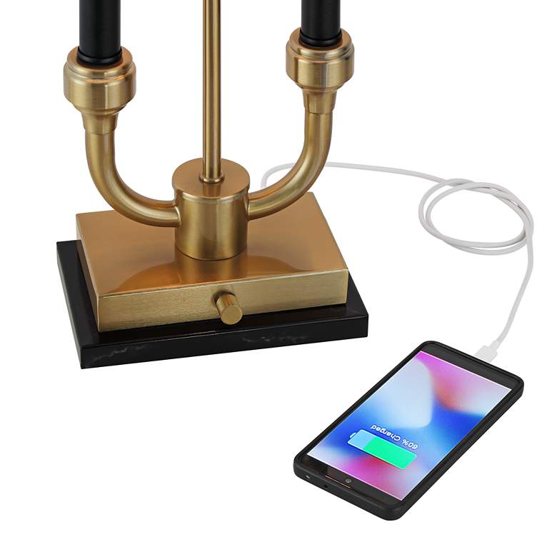 Image 6 Stiffel Barclay 28" Traditional Black Gold Lamp with Dual USB Ports more views