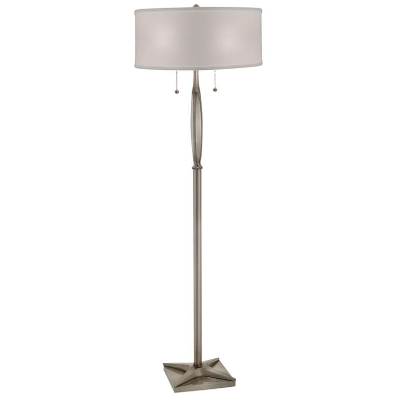 Image 1 Stiffel Borenstein 59" Nickel Metal Modern Pull Chain Floor Lamp
