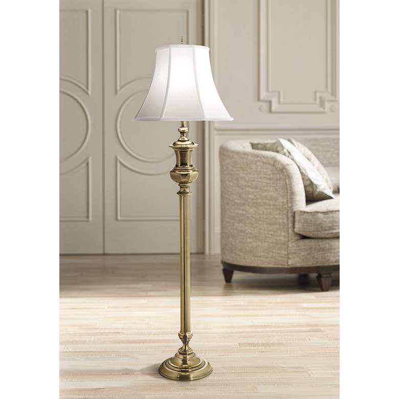 Image 1 Stiffel Buchanan 65 inch High Traditional Burnished Brass Floor Lamp