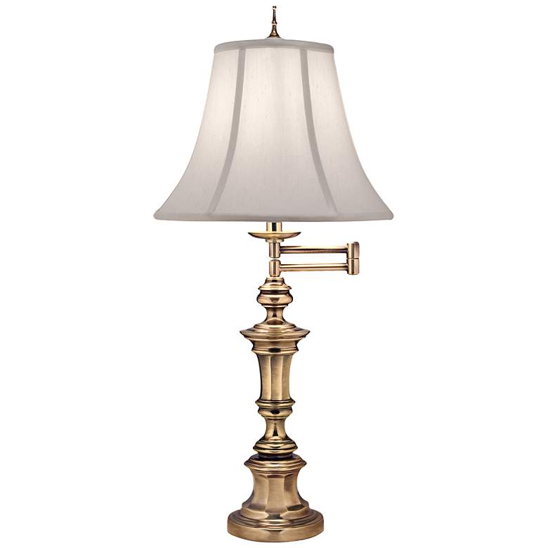 Image 1 Stiffel Burnished Brass Metal Swing Arm Table Lamp