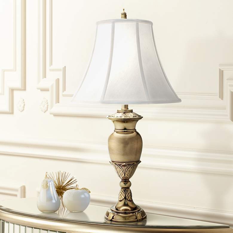 Image 1 Stiffel Burnished Brass Urn Table Lamp