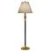 Stiffel Camille Burnished Brass and Faux Black Leather Floor Lamp