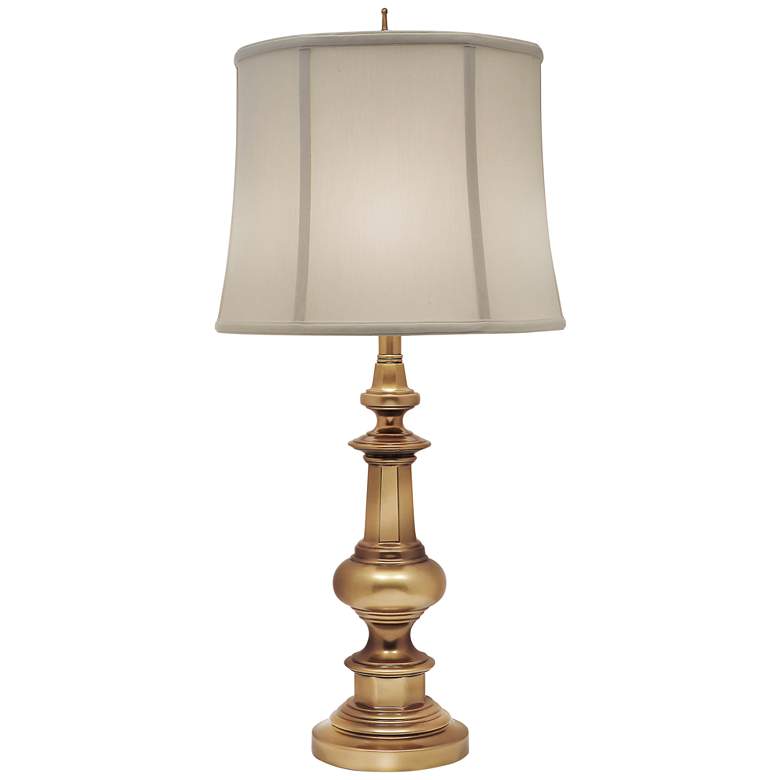 Image 2 Stiffel Candlestick 33" High Shadow Shade Antique Brass Table Lamp