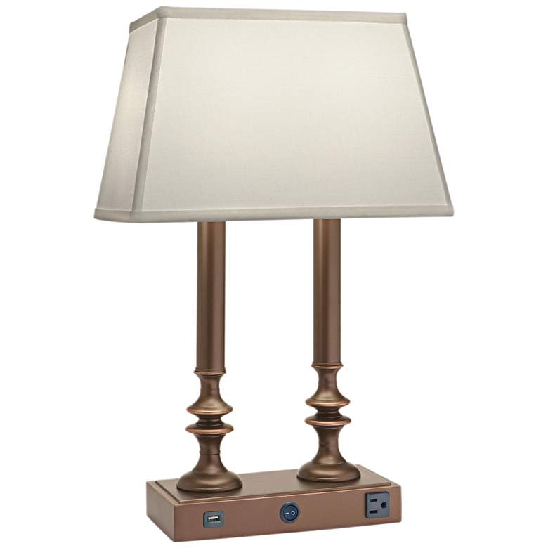 Image 2 Stiffel Carson 23" High Oxidized Bronze USB and Outlet Lamp