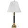 Stiffel Carson Burnished Brass and Black Leather Table Lamp