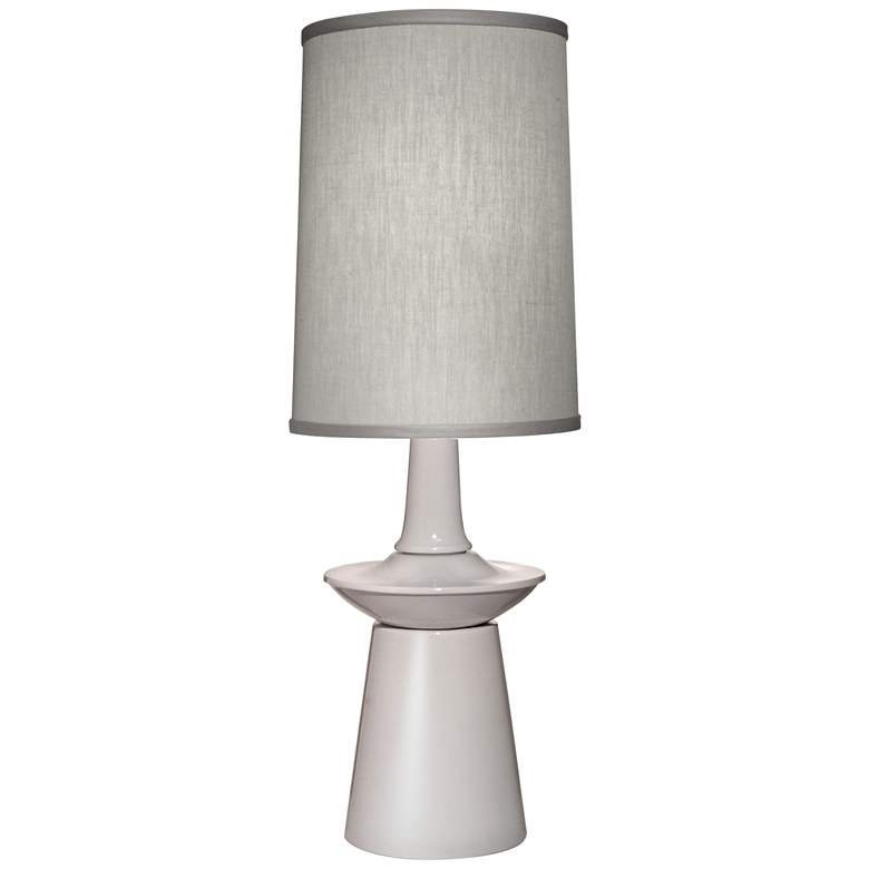 Image 1 Stiffel Carson Converse Gloss White Table Lamp w/ Gray Shade