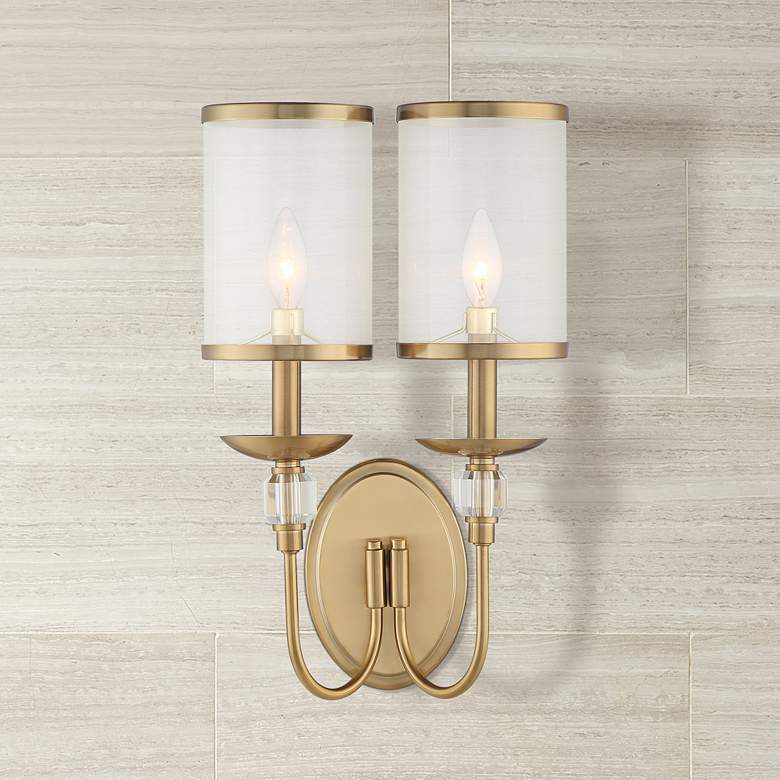 Image 1 Stiffel Cavelli 17 3/4" High Warm Gold 2-Light Wall Sconce