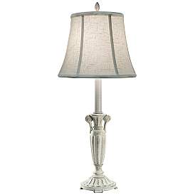 Image1 of Stiffel Distressed White Metal Buffet Table Lamp