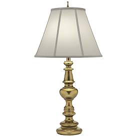 Image1 of Stiffel Dover 33" High Silk Shade and Burnished Brass Metal Table Lamp