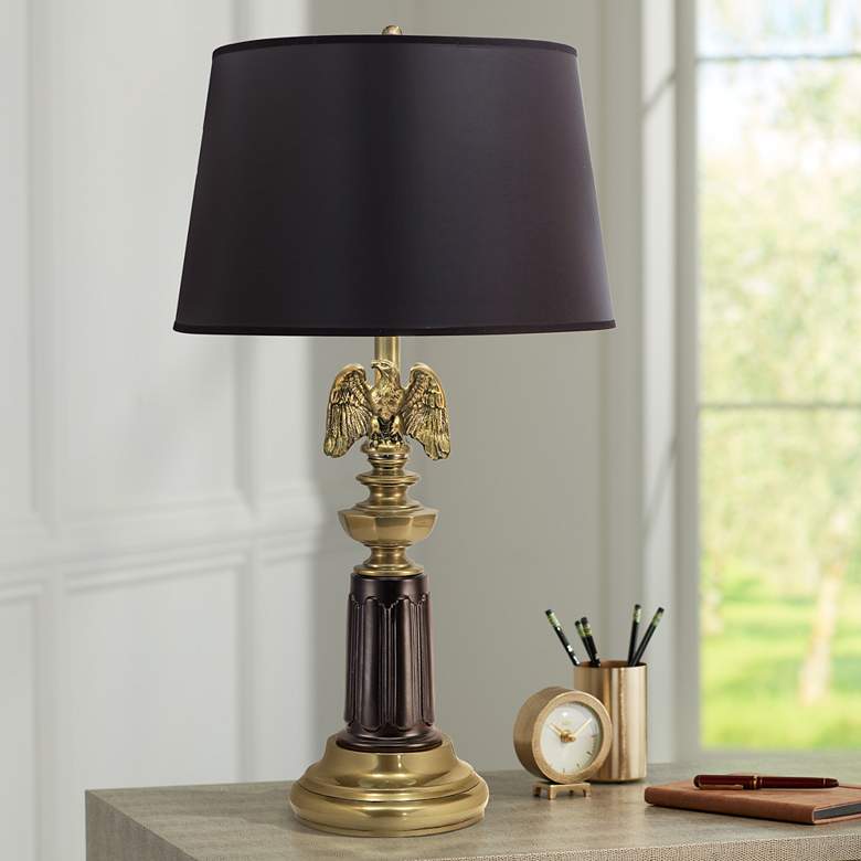 Image 1 Stiffel Eagle 30" Matte Black and Brushed Brass Table Lamp