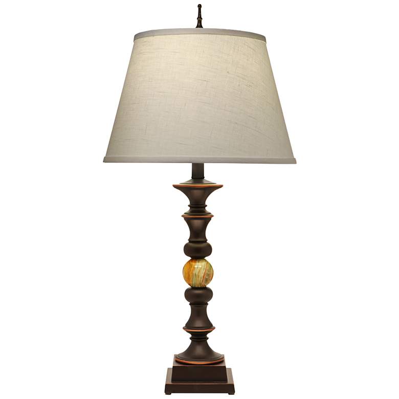 Image 1 Stiffel Ella 31" Traditional Bronze and Green Onyx Table Lamp