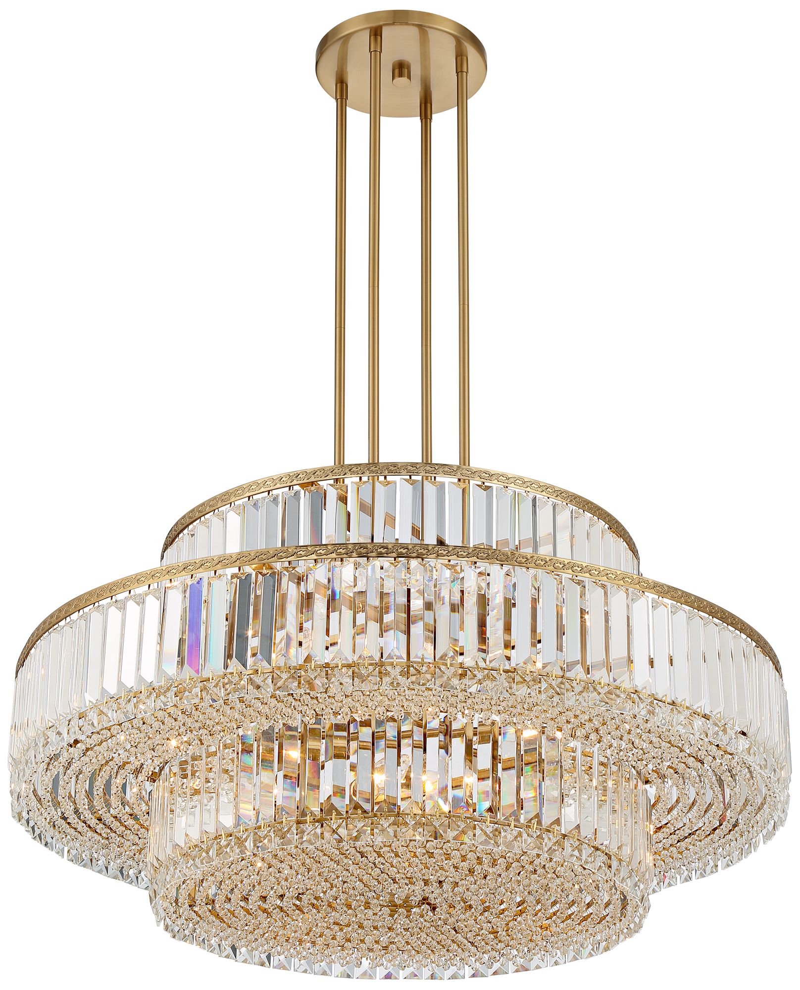 Stiffel Ella 32" Wide 16-Light 3-Tier Soft Gold and Crystal Chandelier in scene