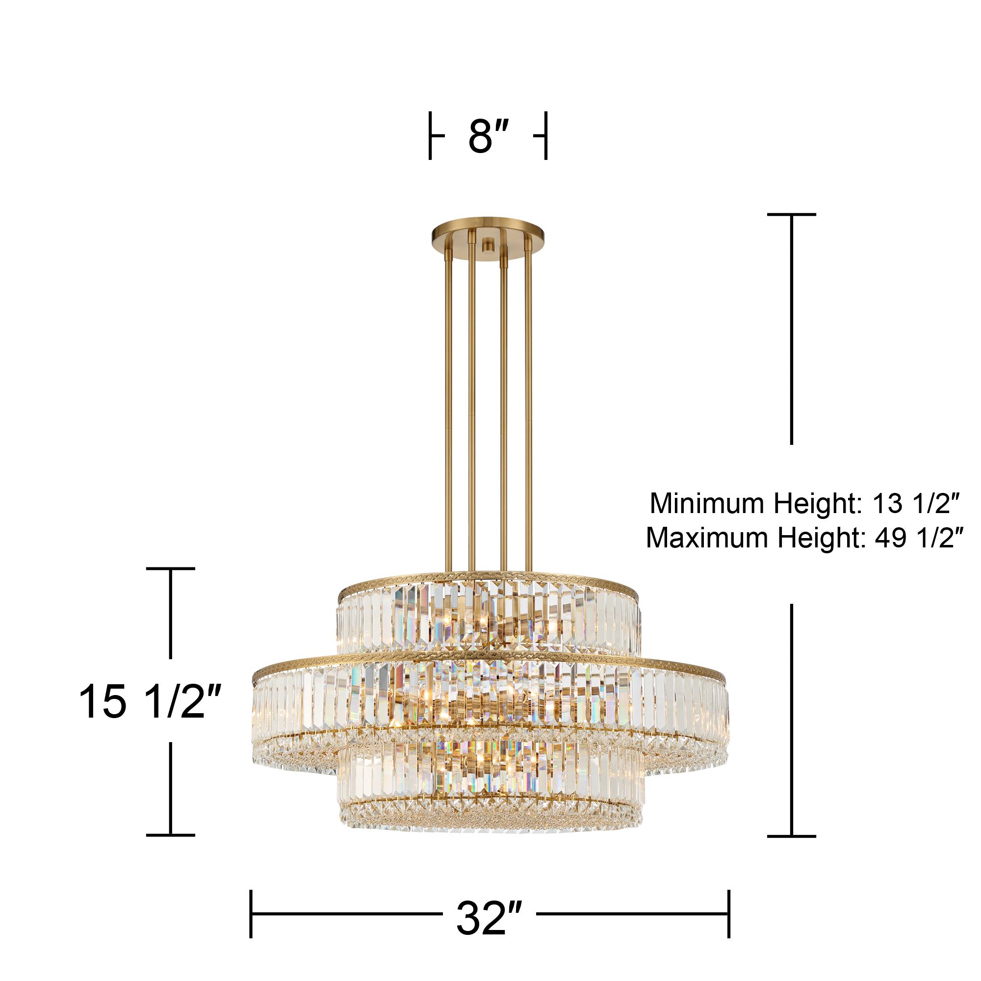 Stiffel Ella 32" Wide 16-Light 3-Tier Soft Gold and Crystal Chandelier in scene