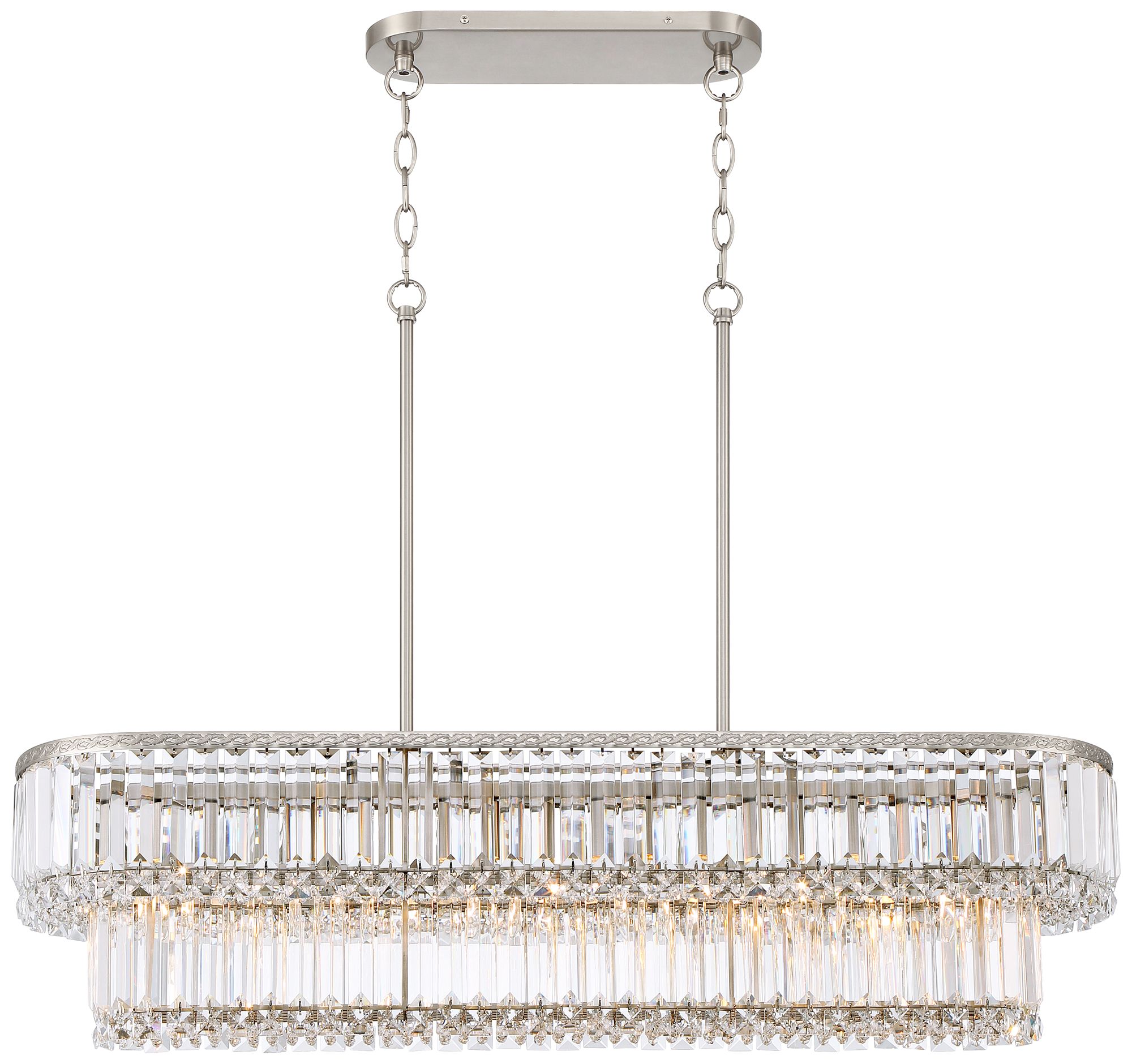 Stiffel Ella 38 3/4" Wide Brushed Nickel Crystal Island Pendant Light