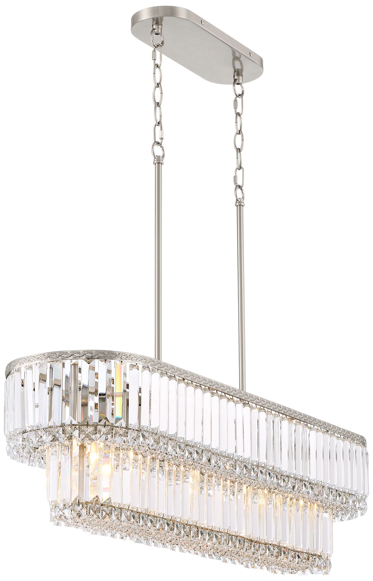 Stiffel Ella 38 3/4" Wide Brushed Nickel Crystal Island Pendant Light