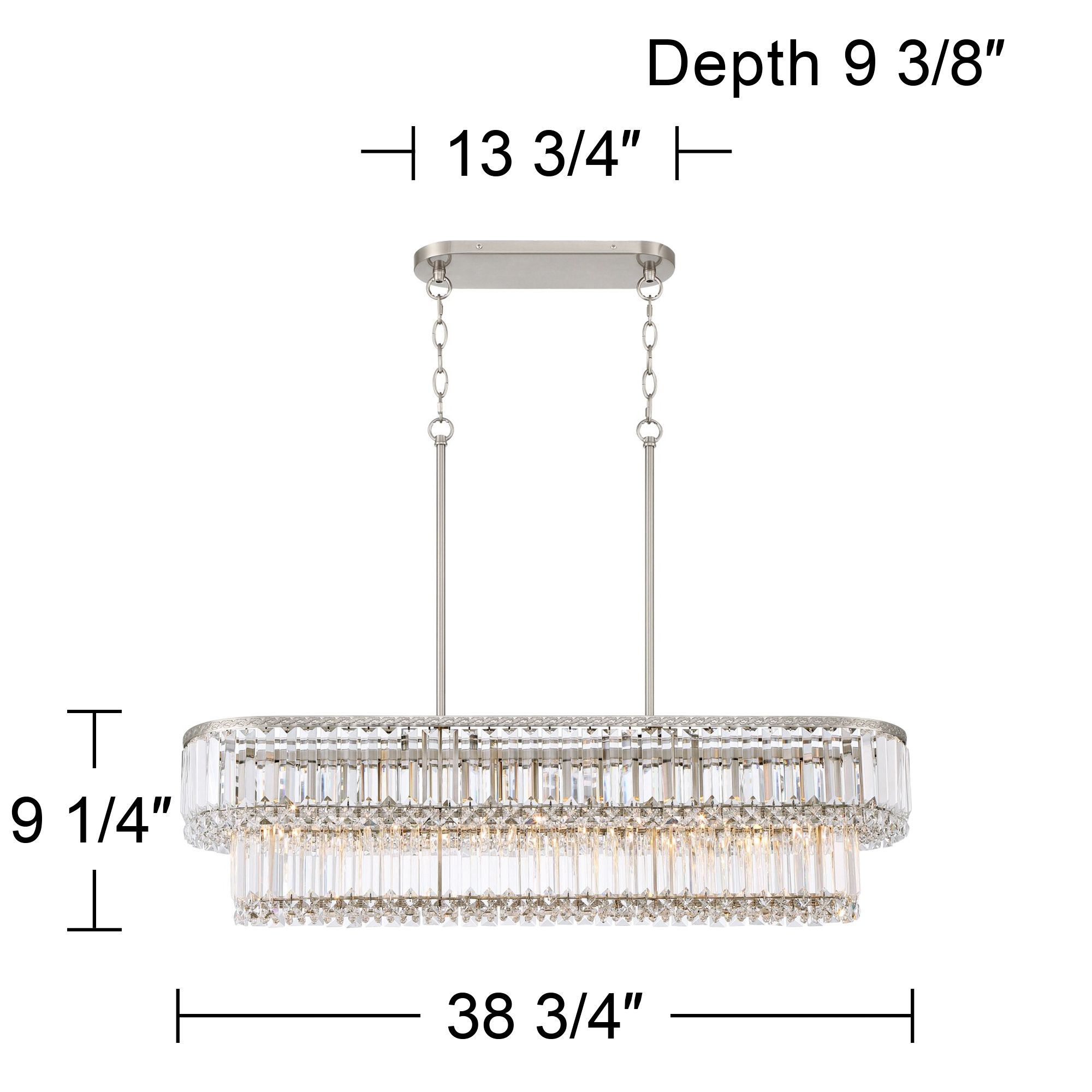 Stiffel Ella 38 3/4" Wide Brushed Nickel Crystal Island Pendant Light