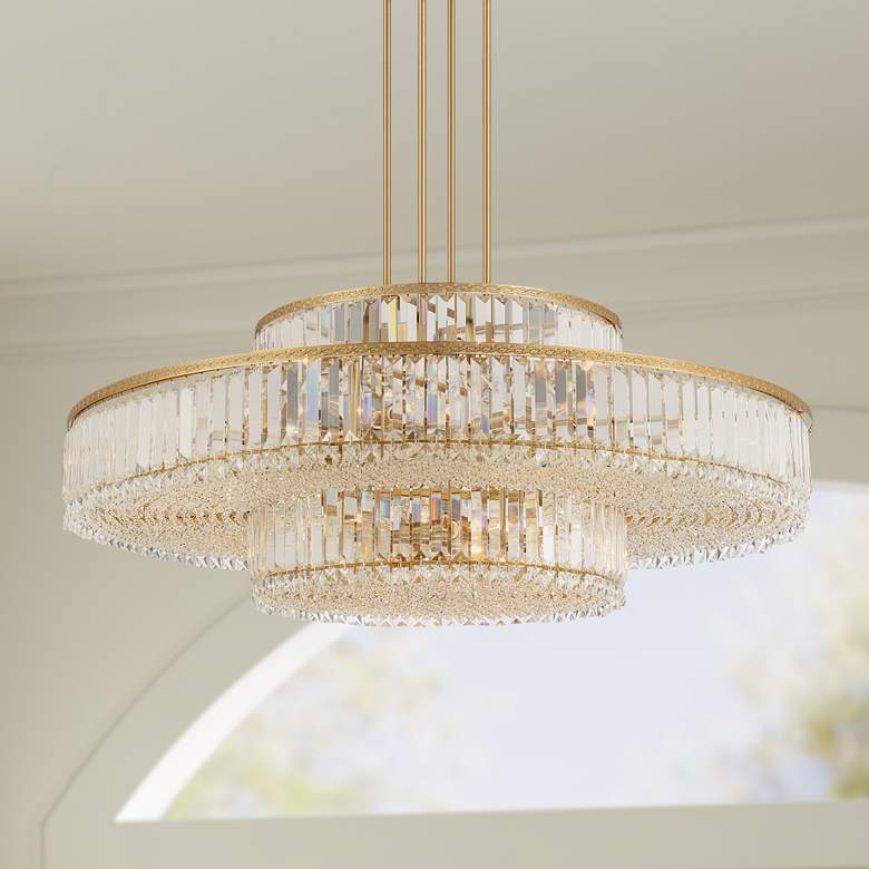 Image 1 Stiffel Ella 39 3/4" Wide Soft Gold Clear Crystal Pendant Chandelier