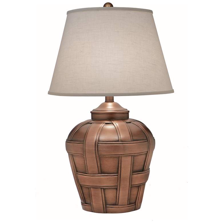 Image 1 Stiffel Ellie Antique Old Bronze Basket Weave Table Lamp