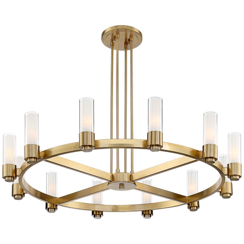 Image 7 Stiffel Ennis 48 inch Wide Antique Brass 12-Light Ring Chandelier more views