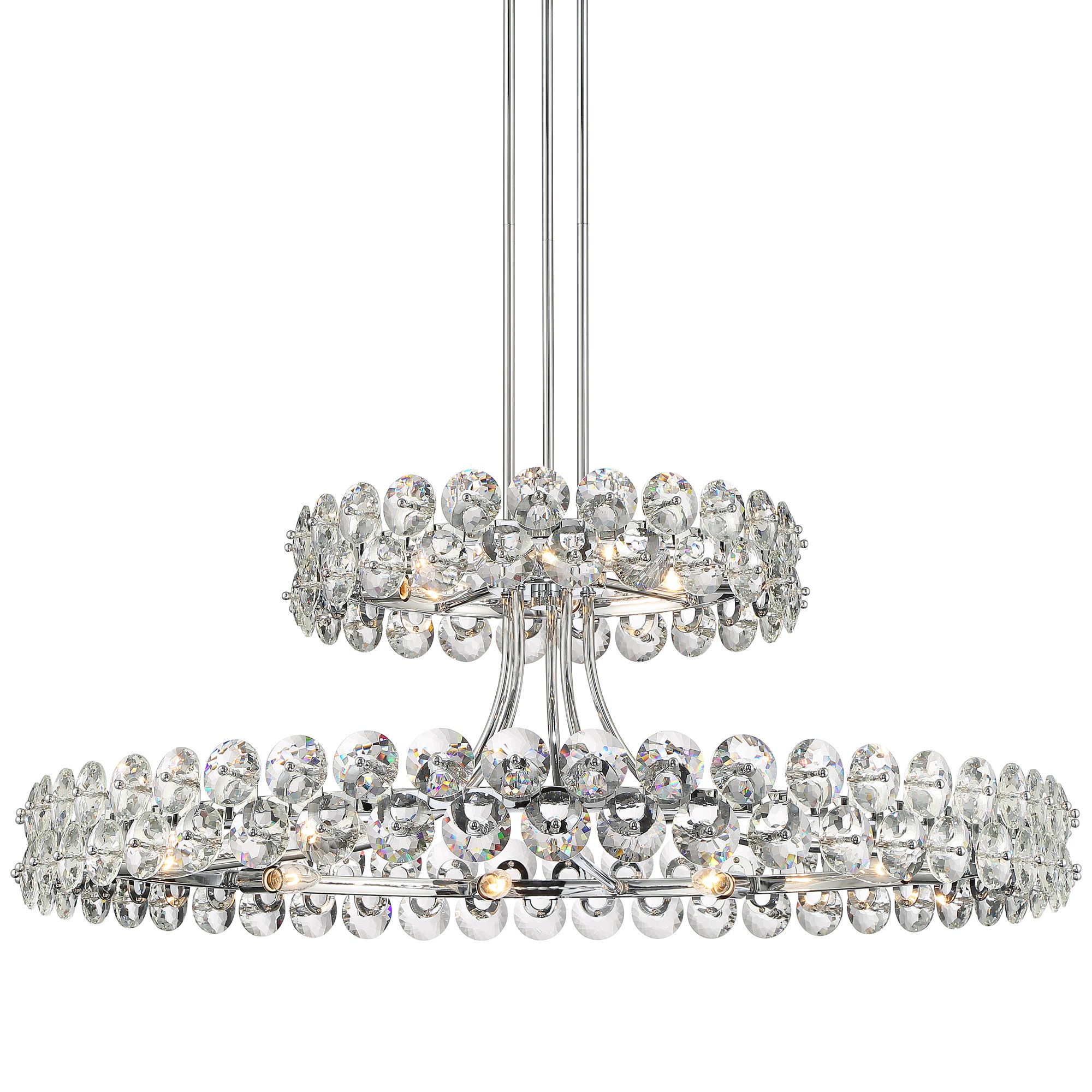 Stiffel Fass 41"W Chrome Crystal Ring Round 2-Tiered Pendant