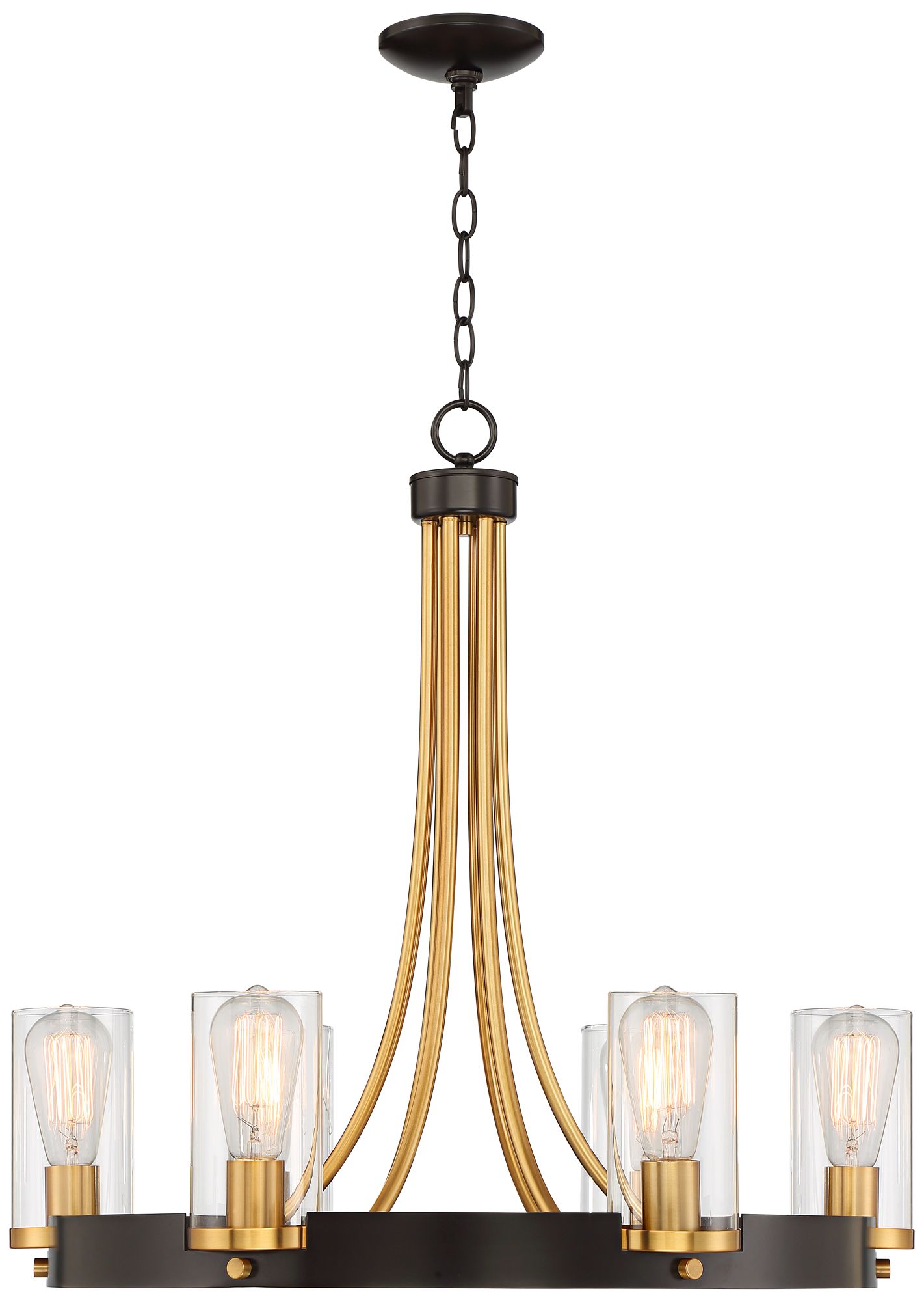 Watch A Video About the Stiffel Ferrers Dark Bronze and Gold 6 Light Chandelier