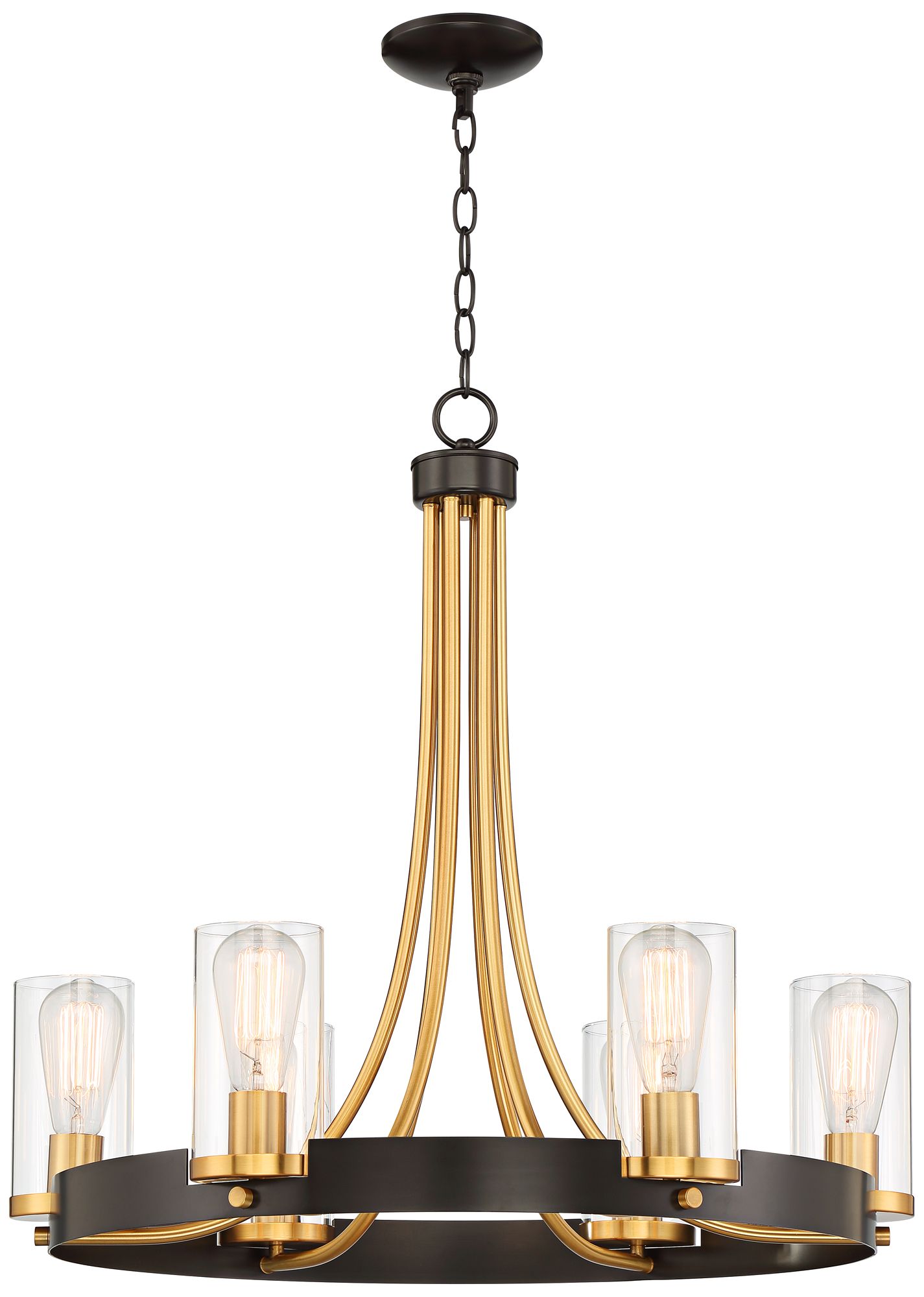 Watch A Video About the Stiffel Ferrers Dark Bronze and Gold 6 Light Chandelier