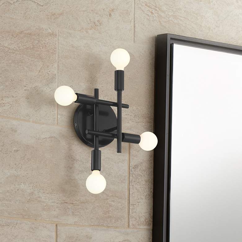 Image 1 Stiffel Gansett 10 1/2" High Semi Gloss Black Wall Sconce