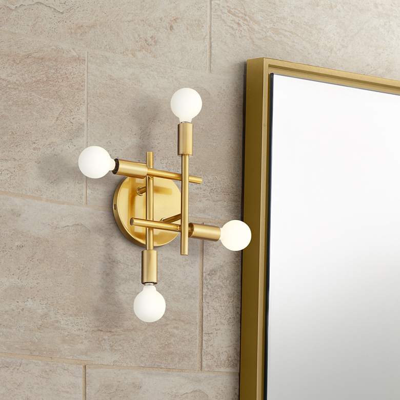 Image 1 Stiffel Gansett 10 1/4" Modern Warm Brass 4-Light Wall Sconce