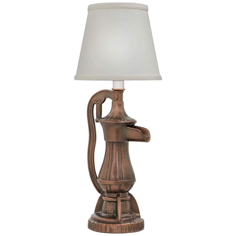 Image 1 Stiffel Garn 16" High Antique Old Bronze Pump Handle Accent Table Lamp