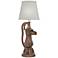 Stiffel Garn 16" High Antique Old Bronze Pump Handle Accent Table Lamp