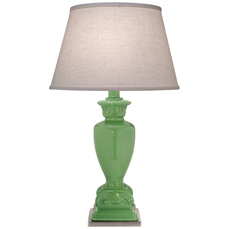 Image 1 Stiffel Glossy Light Green Metal Urn Table Lamp