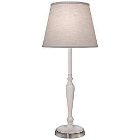Image1 of Stiffel Glossy White Metal Buffet Table Lamp