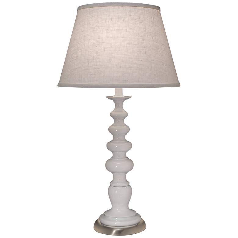 Image 1 Stiffel Glossy White Metal Spindle Table Lamp