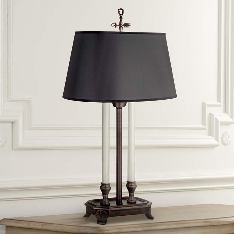 Image 1 Stiffel Gordon 28" High Shell Foot Antique Old Bronze Traditional Lamp