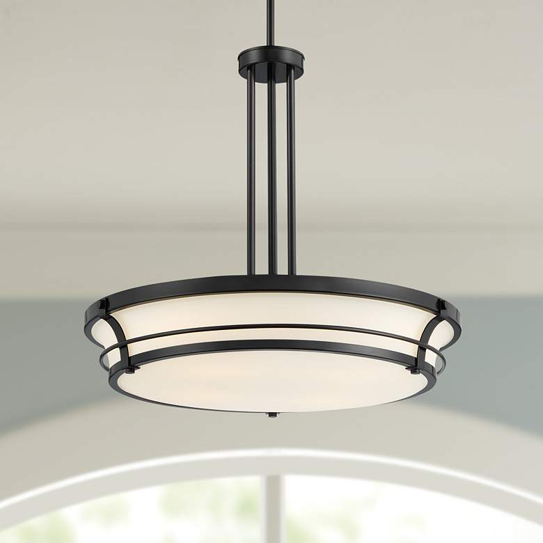 Image 1 Stiffel Gresham 22" Wide Black Drum 4-Light Pendant