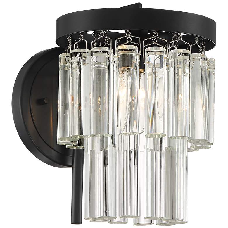 Image 2 Stiffel Handry 10 1/2" High Black and Clear Glass Wall Sconce
