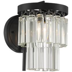 Stiffel Handry 10 1/2" High Black and Clear Glass Wall Sconce