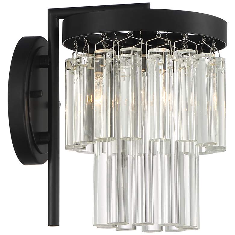 Image 6 Stiffel Handry 10 1/2" High Black and Clear Glass Wall Sconce more views