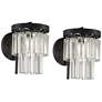 1_Stiffel Handry 10 1/2" High Clear Glass Black Wall Sconces Set of 2