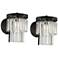 Stiffel Handry 10 1/2" High Clear Glass Black Wall Sconces Set of 2